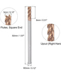 Five Piece 3Mm Square Nose End Mills Set With 3Mm Shank, 4 Flutes, HRC55 Carbide AlTiN Coated CNC Router Bits diagram and dimensions.