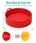 Red Air Fryer Silicone Liners Set For 5 Qt And Up Game-Changing Nonstick Food Grade Silicone Basket Liners With Split Strip