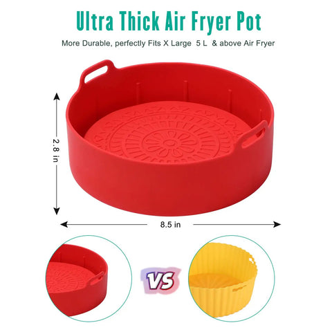 Red Air Fryer Silicone Liners Set For 5 Qt And Up Game-Changing Nonstick Food Grade Silicone Basket Liners With Split Strip