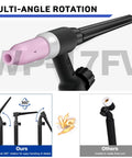 Flexible 13 Foot Air Cooled TIG Welding Torch With WP17FV Head showing multi-angle rotation feature