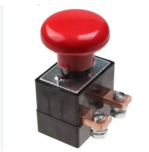 Heavy Duty Emergency Disconnect Switch 96V for Electric Forklift with red button and copper terminals for quick power cut.