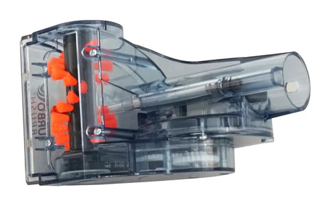 Pro Heat Turbo Brush Attachment For Deep Carpet Cleaning And Upholstery, transparent body with rotating brush visible