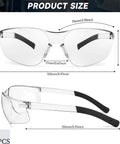 10 Pack Clear Safety Glasses With ANSI Z87.1 Scratch Resistant Polycarbonate Lenses, Wraparound Eye Protection Dimensions