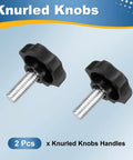 Solid Star Knob Handles M8 Metric Thread With Killer Grip For Quick Bench Setup And Woodworking Jigs Easy Hand Tightening Built Tough Clamping Screws Gear Upgrade Two Piece Set In Matte Black, knurled knobs with metal threads.