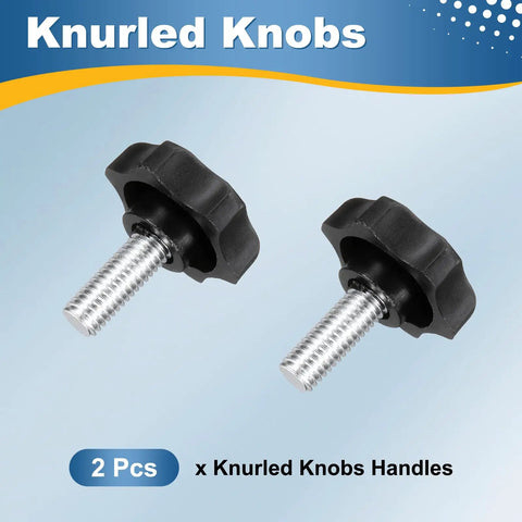 Solid Star Knob Handles M8 Metric Thread With Killer Grip For Quick Bench Setup And Woodworking Jigs Easy Hand Tightening Built Tough Clamping Screws Gear Upgrade Two Piece Set In Matte Black, knurled knobs with metal threads.