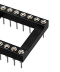 Two Row 24 Pin DIP IC Socket Adapter, 2.54mm Pitch 0.1 Inch, 15.24mm Row Spacing, Soldering Ready, black silver tone view