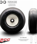 10 X 3.5 Inch Pneumatic Replacement Caster Wheel For Magliner Hand Truck Swivel Caster showing dual ball bearings and offset hub.