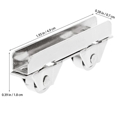 Showcase Window Roller Set, 10 Pcs Mini Sliding Door Rollers Replacement Wheels, 7.0mm Stainless Steel Pulley Clamp side view