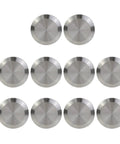 Set of 10 stainless steel sanitary end caps for Tri Clamp ferrules, 1.5" tube OD, brushed finish.