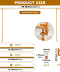 Badass Heavy Duty Over The Table Rod Stand For Balloons And Props With Secure Grip Clamps Adjustable 30 To 47 Inches High And 34 To 98 Inches Long Metallic Gold Arch Bar size diagram showing adjustable lengths and component dimensions.