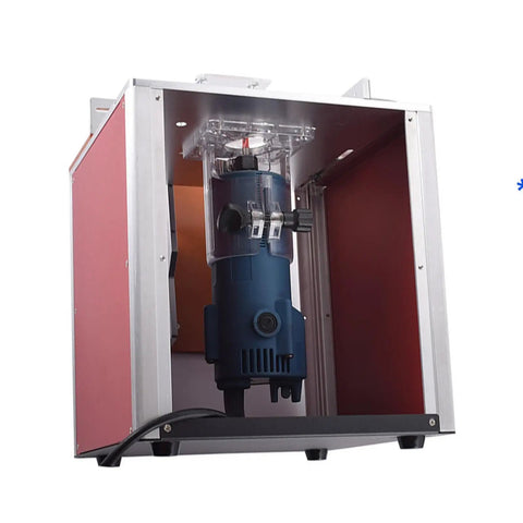 Heavy Duty Aluminum Router Table Insert Plate For Woodworking Engraving And Trimming Machines Quick Install Sliding Base Kit Shop Ready showing router motor inside a sturdy enclosure.