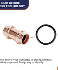 3/4 Inch Copper Press Fittings Coupling With Stop Zero Lead P To P, showing Leak Before Press sealing technology