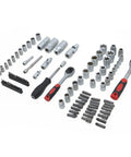 Durable 94 Piece Socket Set With Case 1/4 Inch And 1/2 Inch Drive Pro Grade Mechanics Tool Kit For Auto Motorcycle Home