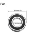 Deep Groove Ball Bearing 15x32x8 Millimeter, 2 Pack, Double Rubber Sealed, High Carbon Chrome Steel