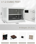 Small 1.2 Cu Ft Safe Box With Digital Keypad And 2 Bolt Anti Theft Locks Reinforced Steel Safe With Removable Shelf