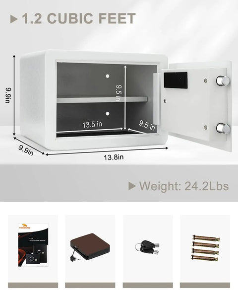 Small 1.2 Cu Ft Safe Box With Digital Keypad And 2 Bolt Anti Theft Locks Reinforced Steel Safe With Removable Shelf