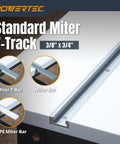 Premium Quality Rock Solid 48 Inch Miter T Track For Router Table And Table Saw, Zero Slop Woodworking Jig Setup, Heavy Aluminum T Slot Runway, Built Different Shop Essential Gear, close-up of the miter track with T-bar and HDPE miter bar.