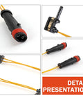 Opuweiy brake pad sensor cable with black housing, red gasket and orange wires; 4-piece replacement kit.