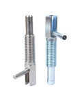Top Shelf Hella Tough L Handle Indexing Plunger Bolt VCN233 Tooling Pin in stainless carbon steel, various sizes on display.