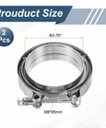 Two Piece V Band Clamp With Flange 3.75 Inch Stainless Steel Exhaust Clamp Kit for Auto Vehicles, M8x95 bolts shown.