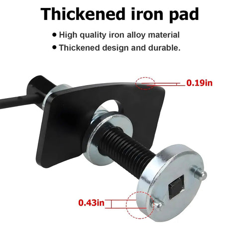 Close-up of a thickened iron pad from 3 Piece Brake Caliper Piston Wind Back Tool Set For Rear Brake Pad Replacement Auto Car Piston Rewind Tools High Hardness 45 Steel Caliper Wind Back Tools For Easy Brake Service.