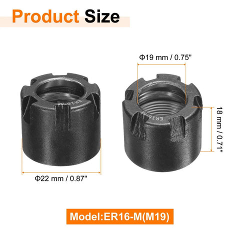 Heavy Duty Rock Solid Er16 Collet Clamping Nut Featuring Dynamic Balance Holes For Cnc Lathe Chucks And Milling Tool Holders Precision Machined 40Cr Alloy Steel size details with measurements.