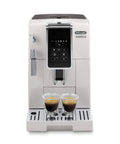 Slick One Touch Bean To Cup Espresso Maker In Crisp White Featuring Integrated Steel Burr Grinder And Adjustable Milk Frother For Straight Up Barista Level Hot Or Iced Coffee Made Dead Simple with two espresso shots.