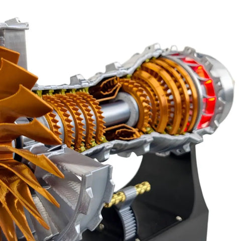 Turbofan Aircraft Engine Model Kit Trent 900 With Red LED Light Realistic See Through Shell Hands On STEM Toy For Adults Educational Physics Demonstration Working Throttle And Clear Components