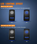 Beefy Blue 5 Pin LED Rocker Switch SPST On Off 20A 12V 10A 24V LED lighting effect demonstration