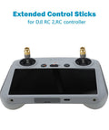 Beefed Up Aluminum Extension Joysticks For DJI RC Controllers on RC controller, showcasing adjustable thumb sticks.