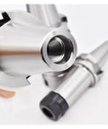Close-up of Hardcore Dynamic Balanced Collet Chuck Tool Holder Bt40 And Bt30 with ER adapters, showcasing precision threading.