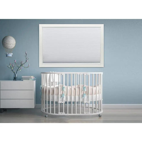 Nursery with No Tools Easy Lift Cordless Cellular Blackout Shade White With Trim At Home Scale And Guide Easy Stick Peel And Place Mount 30 W By 64 L
