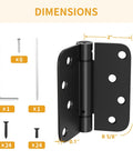 Top Shelf 3 Pack Self Closing Door Hinges 4 Inch Black With Heavy Duty Steel Build dimensions and included hardware.