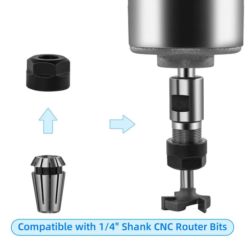Essential 1 Quarter Inch Shank CNC Router Bit Kit With ER11 Collet 30 Degree V Bit Two End Mills Surface Bit And Chamfering Bit