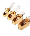 Set Of Four Heavy Duty Violin Finger Planer And String Cutter Tools featuring gold steel frames for precise wood adjustments.