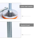 Heavy Duty Leveling Feet For Furniture Built From Tough Carbon Steel With Adjustable Threads And Lock Nuts Delivers Rock Solid Stability For Cabinets Shelves And Tables Shuts Out Damp Moisture Keeps Shop Benches Steady In A Fully Loaded Eight Pack - Close-up of carbon steel leveling foot and standard threads.