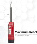 Torque Screwdriver Set With Long Shank And Inch Pound Gauge showing 4.5-inch shaft and ergonomic handle design.