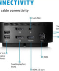 Slick USB C Docking Station G5 With 100W Fast Charging 10 Pack Renewed Laptop Hub Multiport Adapter rear view showing connectivity ports.