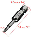 Magnetic Torx Bit Set 10 Piece With Tamper Proof Security Bits T8 Star 6 Point Quarter Inch Hex Shank 50mm Long Screwdriver Kit