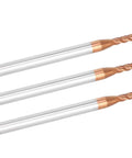 Three Pack Metal End Mills For CNC Milling With Four Flutes Tungsten Steel Router Bits For High Speed Cutting, side view