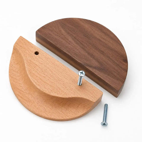 Two Pack Solid Wood Half Moon Drawer Pulls For Dresser Wardrobe And Closet Cabinets Natural Wood Knobs For Furniture Modern Minimalist