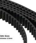GT2 Timing Belt Closed Loop Drive Belt 2GT 6mm close-up, showing width and thickness, for industrial and hobby machines