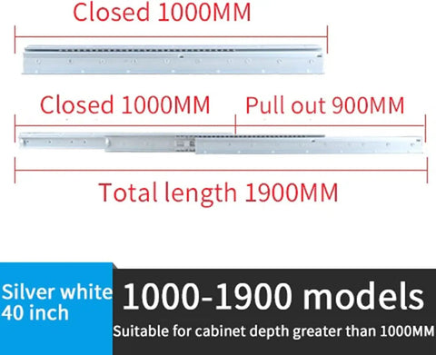 Premium Heavy Duty Drawer Slides One Pair Three Section Staircase Guide Rail Smooth As Butter Full Extension Undermount Cabinet Hardware 1000MM closed