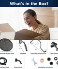 All Metal 12 Inch Rainfall Shower Head With Handheld, 16 Inch Upgrade Adjustable Extension Arm, 70 Inch Stainless Steel Shower Hose, 3 Way Diverter contents