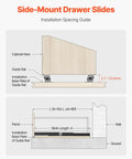 Installation spacing guide for Tough As Nails Undermount Drawer Slides Full Extension Ball Bearing System.