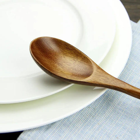 Six Piece Japanese Natural Wooden Spoons Set For Cooking And Eating Great For Stirring Tea Honey Soda Dessert And Nonstick Pots Made From Nanmu Wood