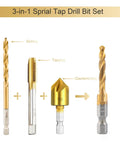 Beast Titanium-Coated High Speed Steel Drill And Tap Bits Set with Quick Change Adapter, 3-in-1 bit tool for drilling, tapping, countersinking