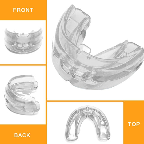 Double Braces Mouth Guard For Upper And Lower Teeth Protection Silicone Sports Mouthguard With Instant Fit And Carrying Case Ideal For Youth Teens And Adults Athletic Performance Blue