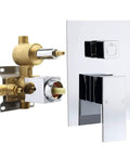 Solid Brass Shower Valve Pressure Balancing Mixer With Three Outlet Diverter Chrome Finish Keeps Water Temperature Steady And Flow Consistent Top Notch Safety Valve Thermostatic Limit Stop, chrome and brass components visible