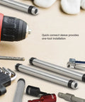 SL 250 Sleeve One Drill Installation Tool Designed For Concrete And Wood Quick Connect Sleeve paired with drill and accessories
